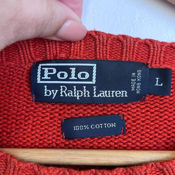 Vintage Y2K Polo Ralph Lauren Mens Sweater Size L Burnt Orange Preppy Academia - Picture 6 of 7